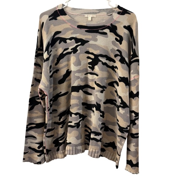 Lisa Todd Sweaters - LISA TODD Camouflage Waffle Knit Oversized Sweater Women's Plus Size 2X Cozy